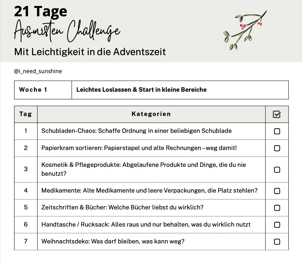 21-Day Decluttering Challenge: "Embrace Ease as We Approach Advent!"